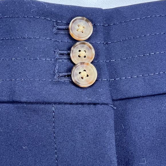 LOFT High Waist Navy Blue Dress Shorts Triple Button Zip Fly 4" Inseam Size 12 - Picture 6 of 12